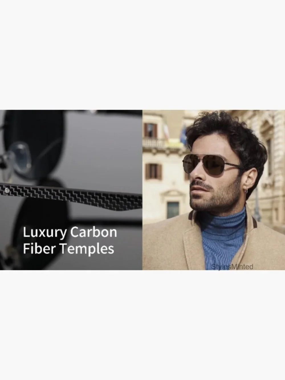 Polarized Aviator Sunglasses Carbon Fiber Temple UV Protection